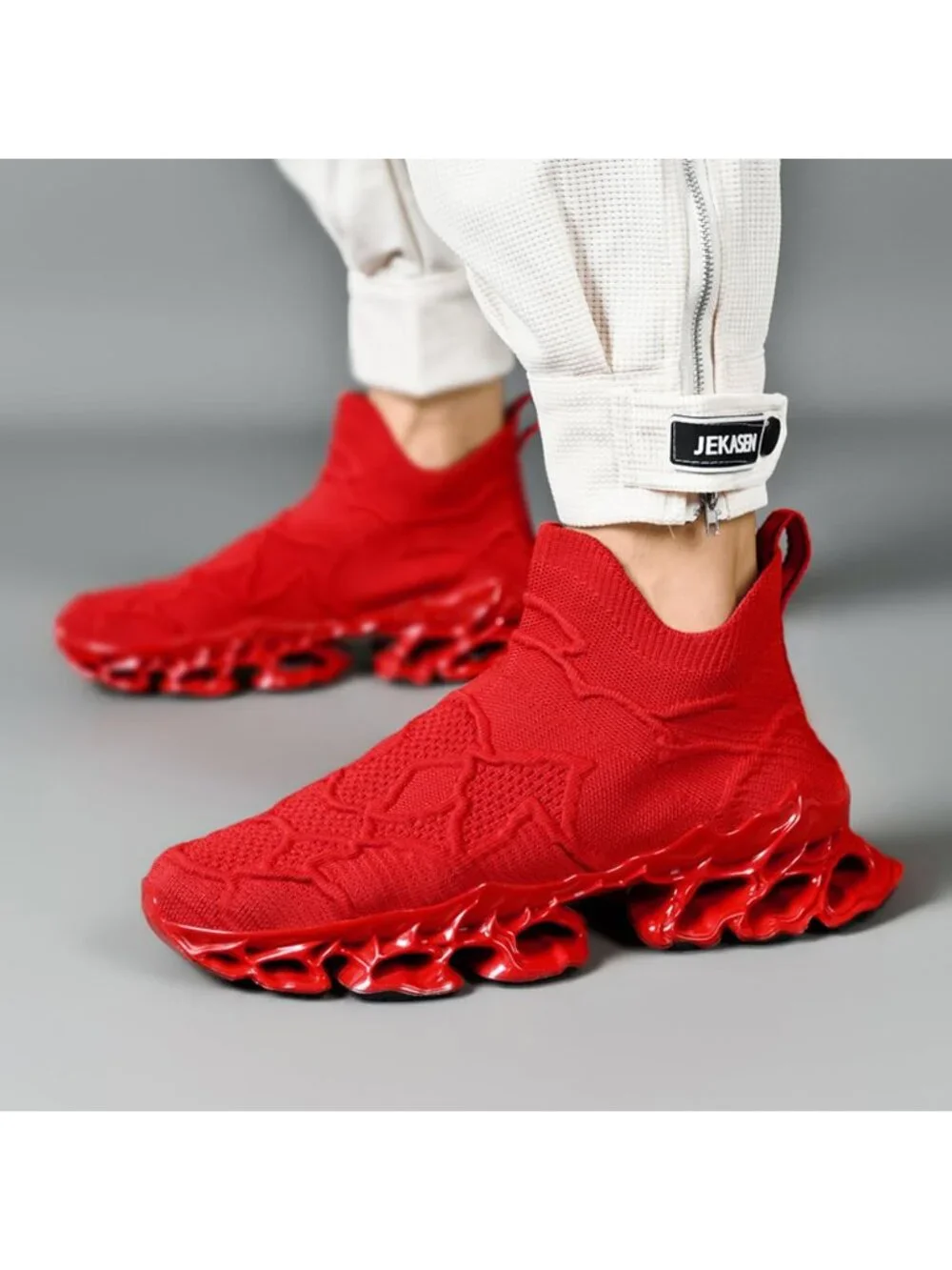 🆕Men's Dark Red Slip on Loafers Walking Tennis Shoes Running Blade Sneakers